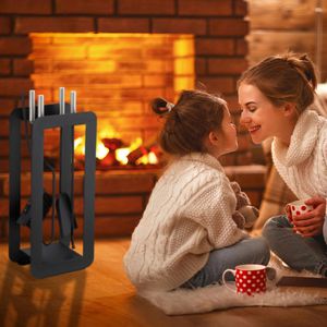 Produktbild für Kaminbesteck Relaxdays 10028785, aus Metall, schwarz, 5-teilig