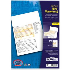 Laserware Bankformulare L0257, SEPA-Überweisung, A4, inkl. Beschriftungssoftware, 250 Stück