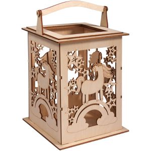 Produktbild für Laterne Rayher 62892505, Holzlaterne Einhorn, braun, indoor