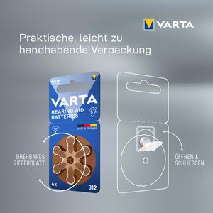 Produktbild für Hörgerätebatterie Varta 312