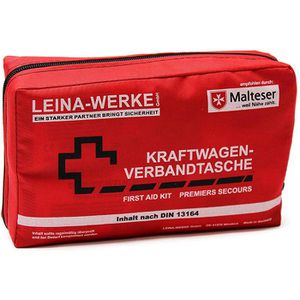 Leina-Werke Erste-Hilfe-Tasche Compact, gefüllt, Füllung nach DIN 13164, rot, Auto