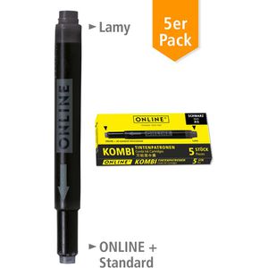 Produktbild für Füllerpatronen Online 17306 Kombipatrone, schwarz