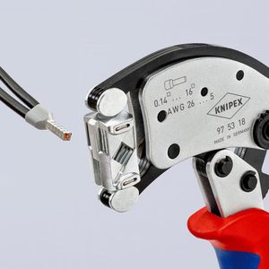 Produktbild für Crimpzange Knipex 97 53 18 mit drehbarem Crimpkopf
