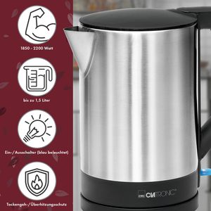 Produktbild für Wasserkocher Clatronic WKS 3692, silber-schwarz