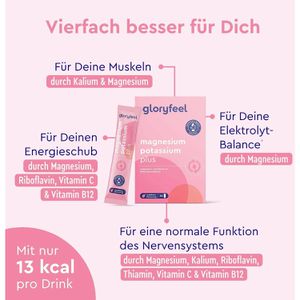 Produktbild für Magnesium gloryfeel potassium plus Himbeer Pulver 30 Portionen