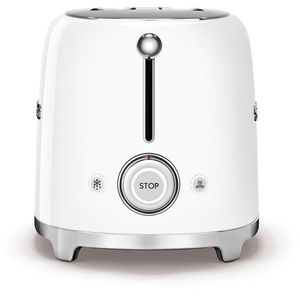 Smeg Toaster TSF01WHEU 50er Retro Watt, Style, Böttcher Edelstahl, – AG 950 weiß 2 Scheiben