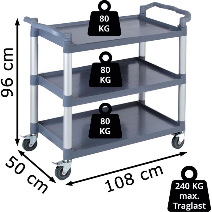 Aps Servierwagen Aluminium Kunststoff Etagen X Cm