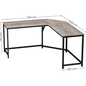 Produktbild für Schreibtisch Vasagle LWD073B02, graubraun / schwarz