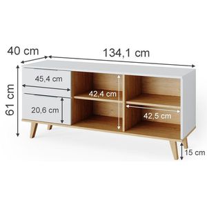 Produktbild für Sideboard Vicco Nautica, aus Holz, weiß / eiche