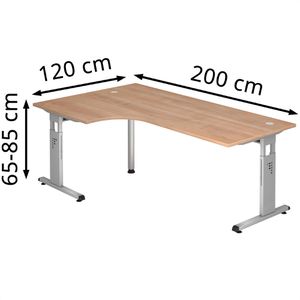 Produktbild für Schreibtisch Hammerbacher O-Serie, nussbaum / silber