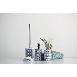 Produktbild für Zahnputzbecher Wenko Lorca, weiß-blau, aus Keramik