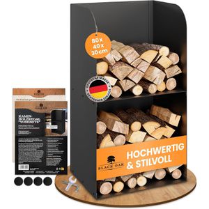 Produktbild für Kaminholzregal Black-Oak Yosemite, mit 2 Ablagen, schwarz