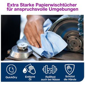 Produktbild für Einwegtücher Tork extra stark, 130083, W7, blau