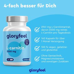 Produktbild für Carnitin gloryfeel Aminosäure L-Carnitin, 140 Kapseln