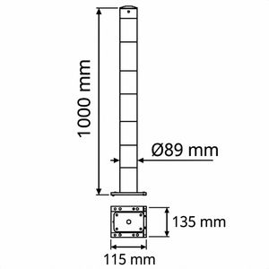 Produktbild für Absperrpfosten Schake 489APBG+1, 1 Öse, schwarz/gelb, Metall