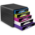 Schubladenbox cep 7-111 GMS, Smoove Gloss, A4 Kunststoff, 5 Fächer, geschlossen, bunt / schwarz