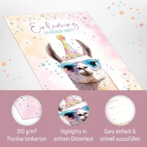 Produktbild für Einladungskarten Häfft 10017-1, Party Lama, Kindergeburtstage
