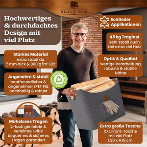 Produktbild für Kaminholztasche Black-Oak Montana XL, grau