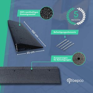 Produktbild für Bordsteinrampe bepco R10006S, aus Gummigranulat