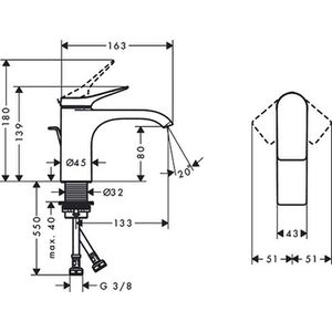 Produktbild für Waschtischarmatur hansgrohe Vivenis 80, 71558000, verchromt
