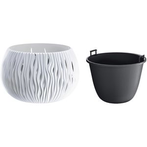 Produktbild für Übertopf Prosperplast Sandy Bowl, weiß, Ø 29 x 20 cm