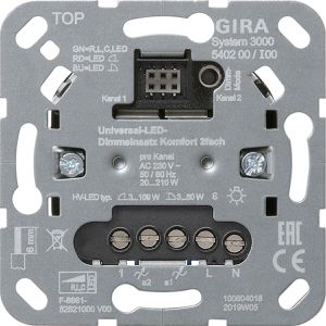 Dimmer Gira 540200 Komfort 2-fach, S 3000, Unterputz