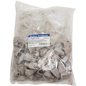 Produktbild für Modularstecker LogiLink MP0023, graue Tülle, Cat.6, RJ45