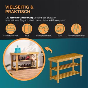 Produktbild für Schuhbank CASARIA 106542, braun, aus Holz