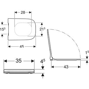 Produktbild für WC-Sitz Geberit Smyle Square 500.688.01.1, D-Form, Duroplast