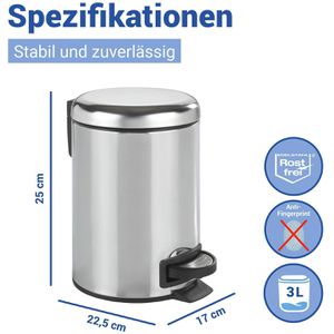 Produktbild für Mülleimer Wenko Leman, silber