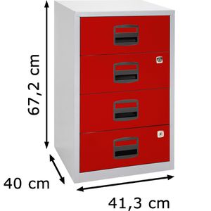 Produktbild für Standcontainer Bisley-Home PFA4S, grau / rot