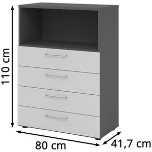 Produktbild für Kombischrank Hammerbacher Serie 9 Advanced, grau / graphit