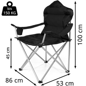 Produktbild für Campingstuhl Tresko CPS-005, schwarz, bis 150 kg