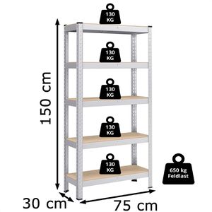 Produktbild für Schwerlastregal Songmics 5 Holzböden