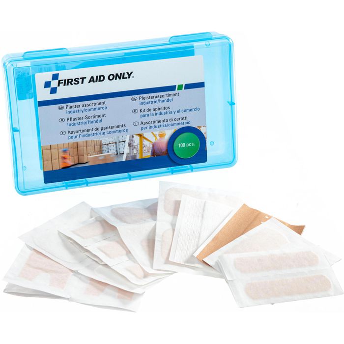 First-Aid-Only Pflaster Pflasterbox 100 Strips, elastisch, wasserfest,  Industrie, acht Größen – Böttcher AG