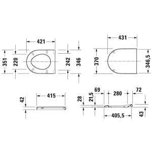 Produktbild für WC-Sitz Duravit Starck 3, 0063890000, D-Form, aus Duroplast