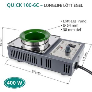 Produktbild für Lötbad QUICK 212644, QU100-6C, für Lötzinn, titanbeschichtet