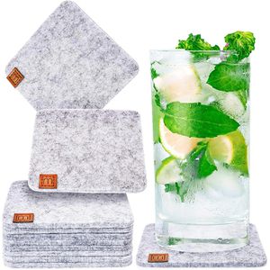 Untersetzer Miqio mit Leder Applikation, eckig