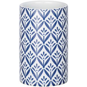 Produktbild für Zahnputzbecher Wenko Lorca, weiß-blau, aus Keramik