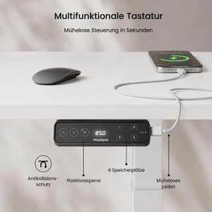 Produktbild für Schreibtisch FlexiSpot E7W-Pro 2026, weiß / weiß