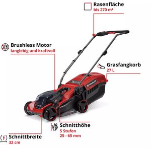 Produktbild für Rasenmäher Einhell GE-CM 18/32 C Li BL-Solo, 3413370, Akku