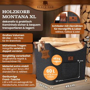 Produktbild für Kaminholztasche Black-Oak Montana XL, anthrazit