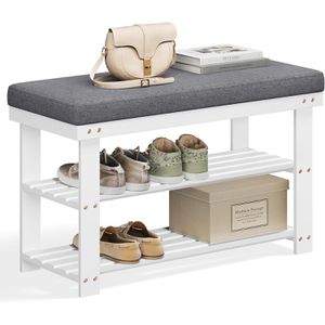 Produktbild für Schuhbank Songmics LBS604W01, weiß, aus Bambus