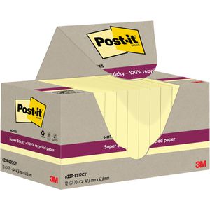 Haftnotizen Post-it Recycling Super Sticky, gelb