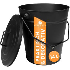 Ascheeimer Black-Oak Etna, schwarz, mit Deckel