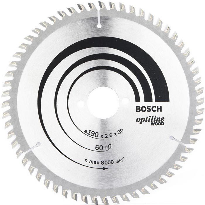 Bosch Kreissägeblatt Holz Wood, AG 2608641188, Zähne, x Böttcher – 60 30mm, 190 für Optiline