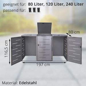 Produktbild für Mülltonnenbox Mendler HWC-E83, Edelstahl