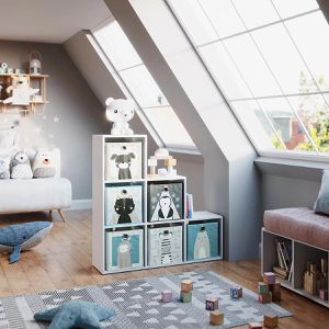 Produktbild für Bücherregal Vicco 50502, weiß, mit 6 Faltboxen