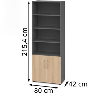 Produktbild für Kombischrank Hammerbacher Serie 9 Advanced, eiche / graphit