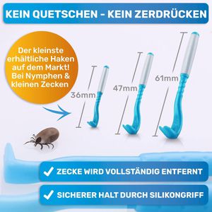 Produktbild für Zeckenhaken BluePet Tick Remover Premium, blau, 3er Set